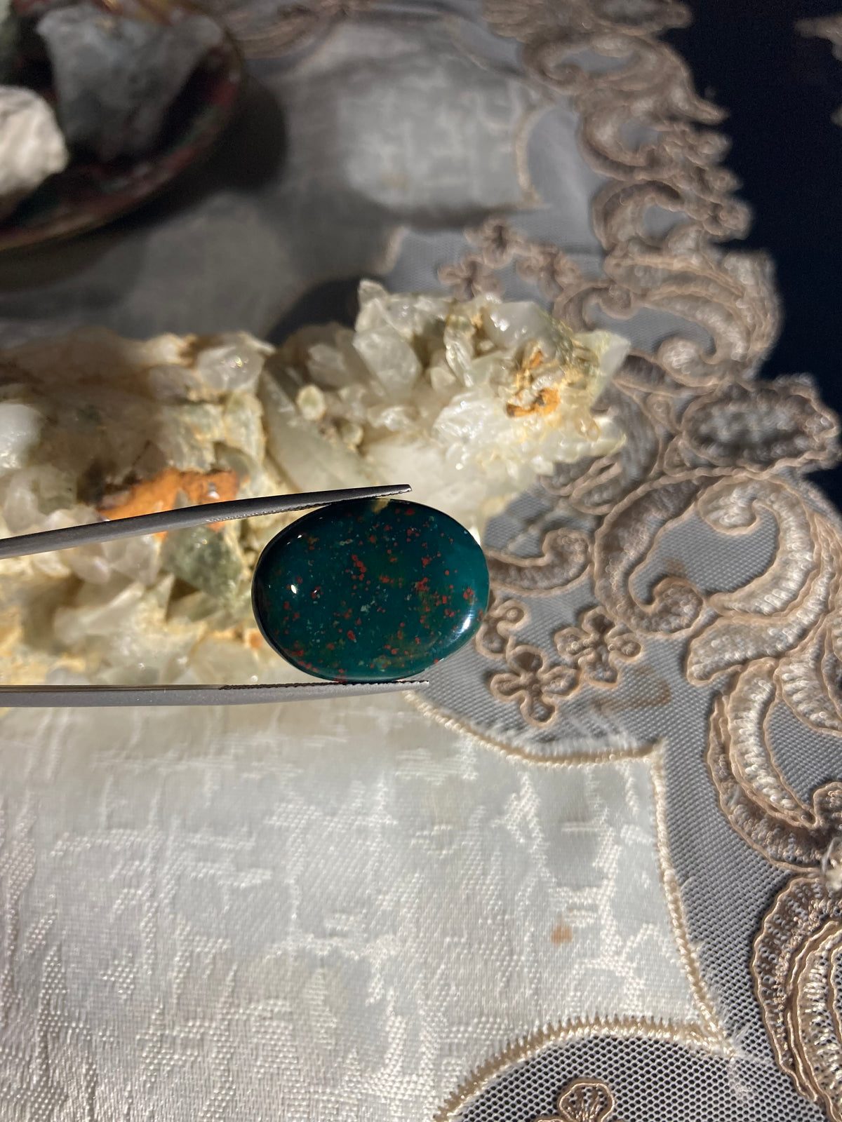 Natural Bloodstone Cabochon – 16.10 Carat | Oval Cut Loose Gemstone