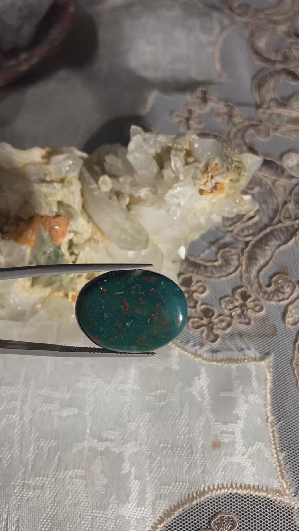 Natural Bloodstone Cabochon – 16.10 Carat | Oval Cut Loose Gemstone