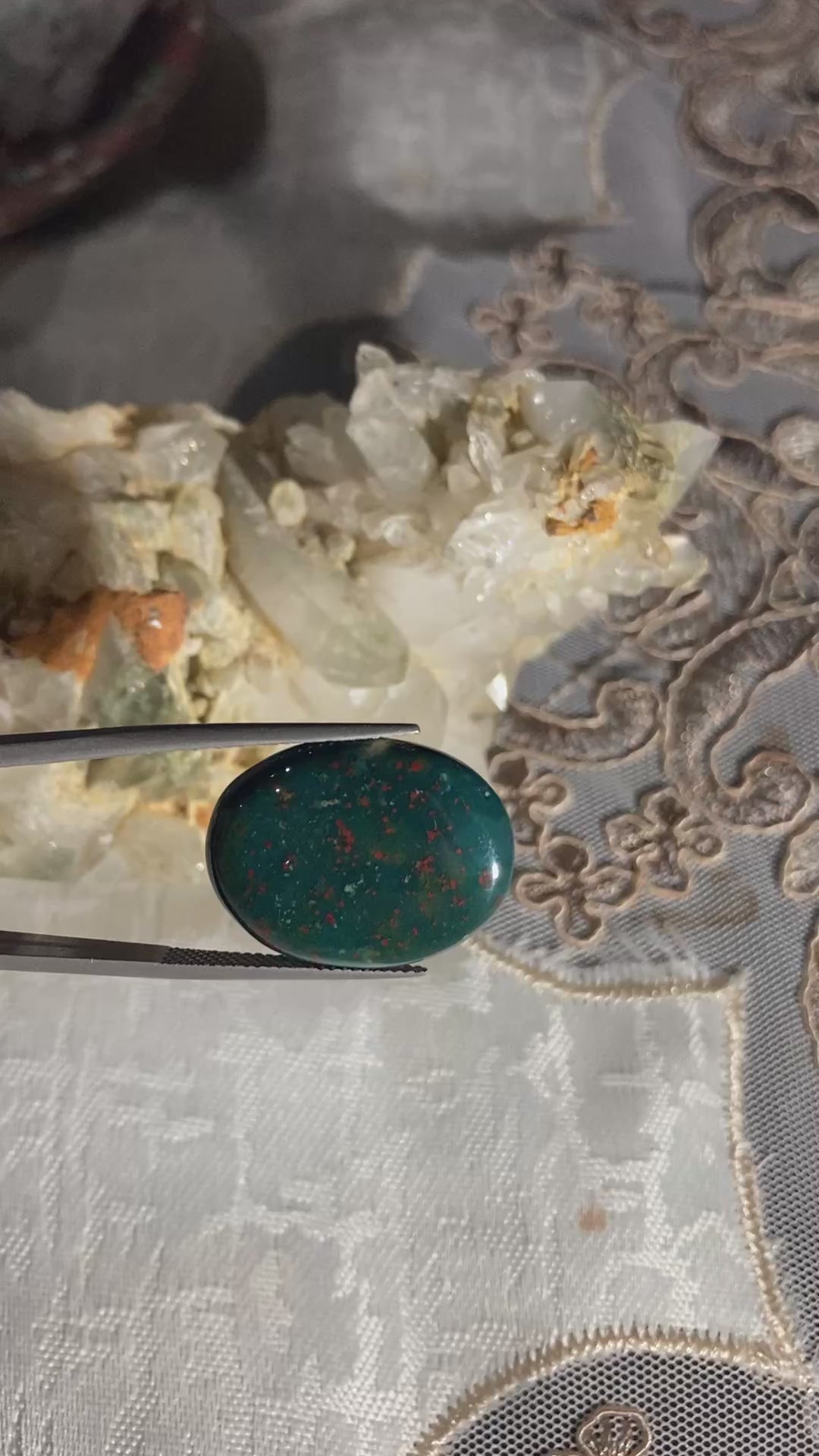 Natural Bloodstone Cabochon – 16.10 Carat | Oval Cut Loose Gemstone